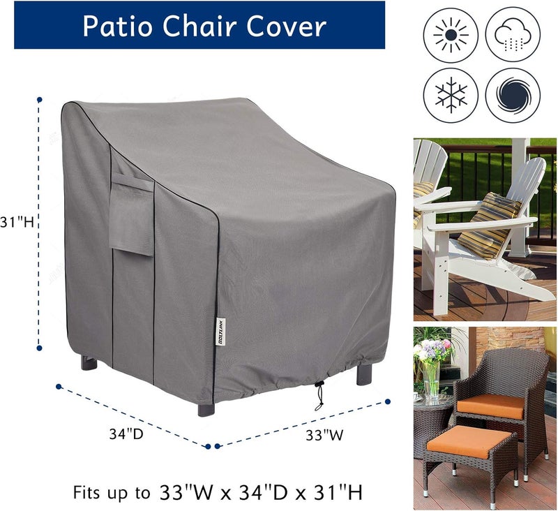 BOLTLINK Patio Chair Covers Waterproof, Heavy Duty Outdoor Furniture Covers Fits up to 33W x 34D x 31H inches -2 Pack - Image 2